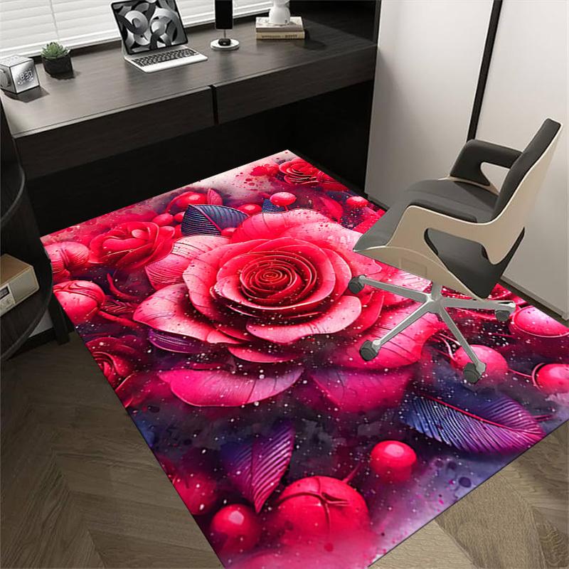 1pc Rose Abstract Themed Rug for Home Decor, Non-slip Office Carpet, Chair Mat, Outdoor Mat, Christmas and Halloween Gifts-0731115