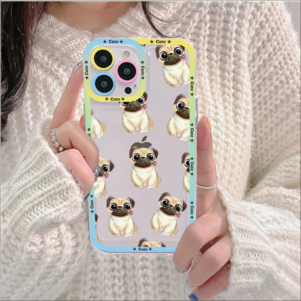 Pug Dog French Bulldog Phone Case For IPhone 14 13 12 11 Pro Max Mini X Xs XR 6 7 8 Plus SE 2020 Transparent Case
