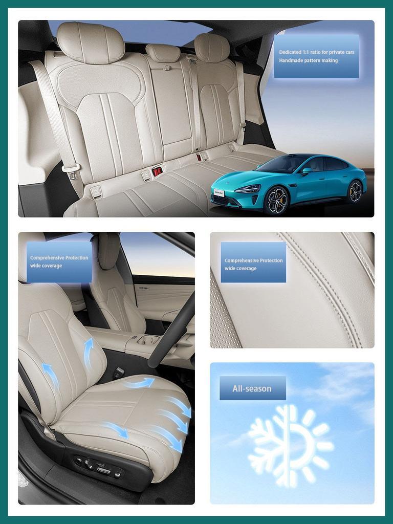 For Xiaomi SU7 Seat Cushion Cover Nappa Leather Full Surround Invisible Seat Cover Four Season Universal Ventilated Seat Cushion