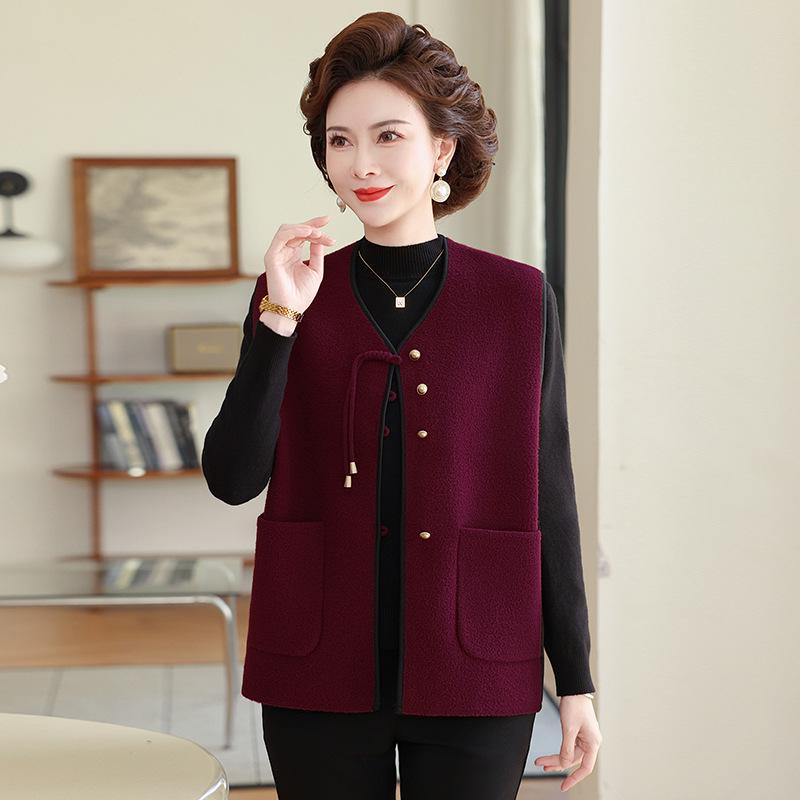 New Autumn Chinese-Style Vest for Middle-Aged & Elderly Women - Sleeveless Jacket for Spring & Autumn