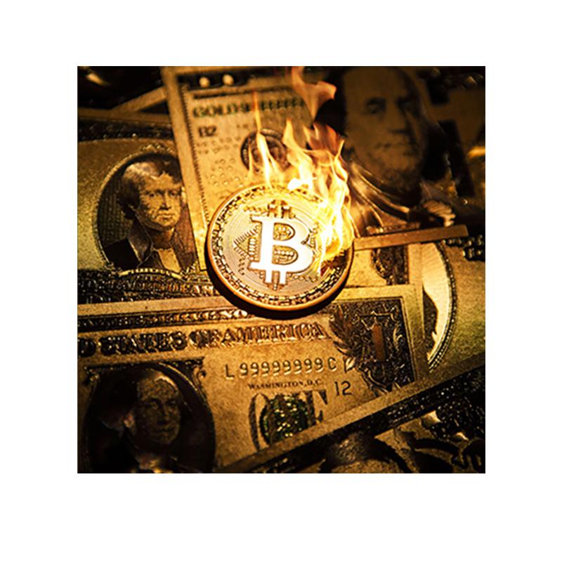 Gemälde mit dem Wert der Finanzsammlung Bitcoin an der Wand, Kunstdruck auf Leinwand, Posterdruck, Bild, goldenes Nachttisch-Bürodekor