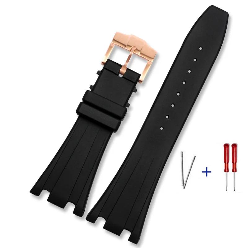 For AP15703 15710 26703 Royal Oak Offshore High Quality  rubber strap 28mm Men's Black Bracelet Folding Buckle with Tools