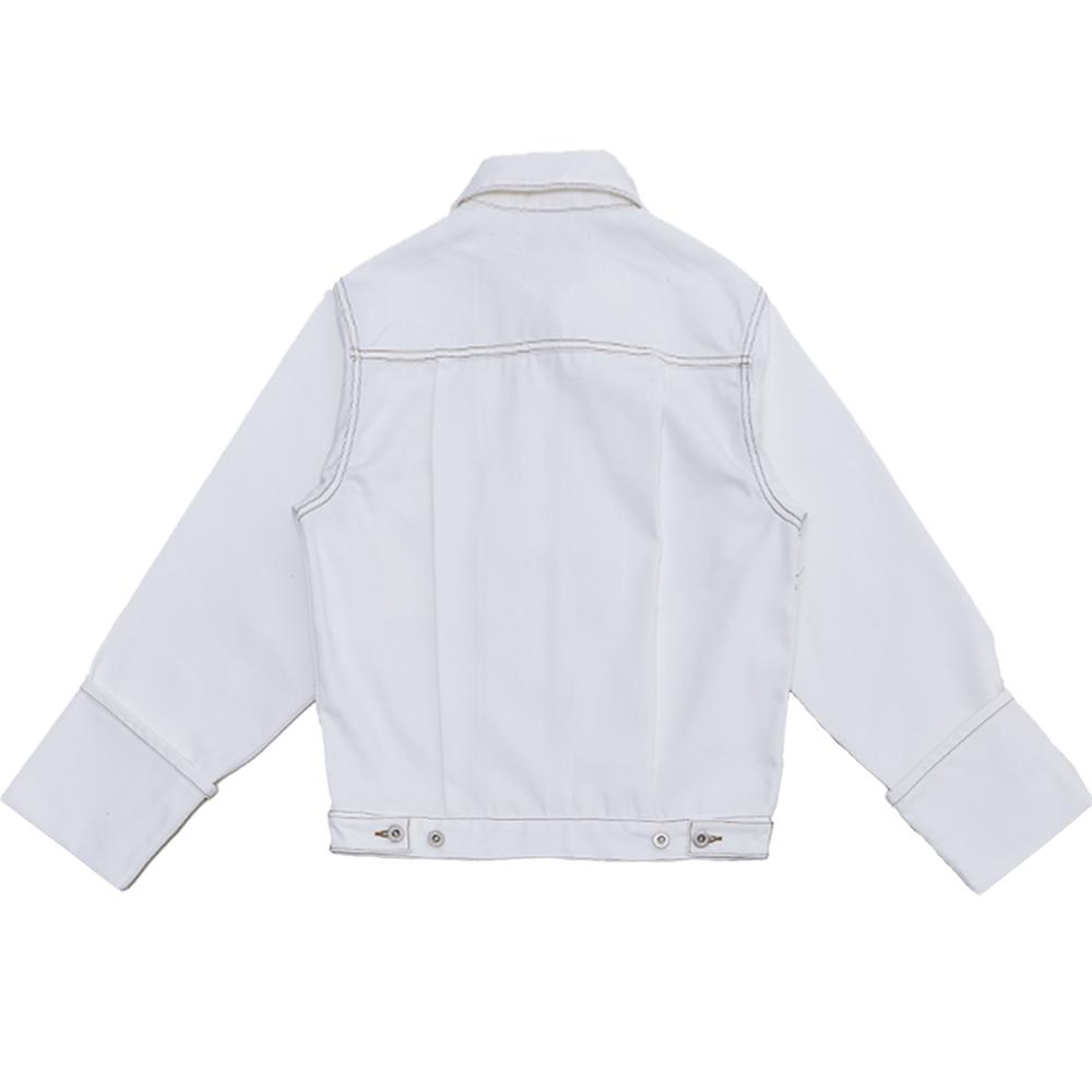 Moth Non-Faded Roll-Up Denim Jacket_White