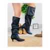 Women's Boot Pu Leather Waterproof Low Heel Black Long Boots