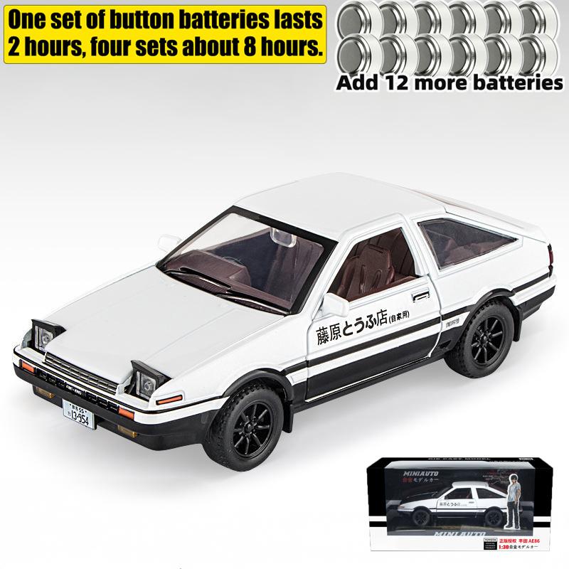 Initial D 1/30 Toyota AE86 Truend JDM Sports Car Alloy Diecast Metal Model Car Sound & Light Jump The Light Collection Hobby Boy