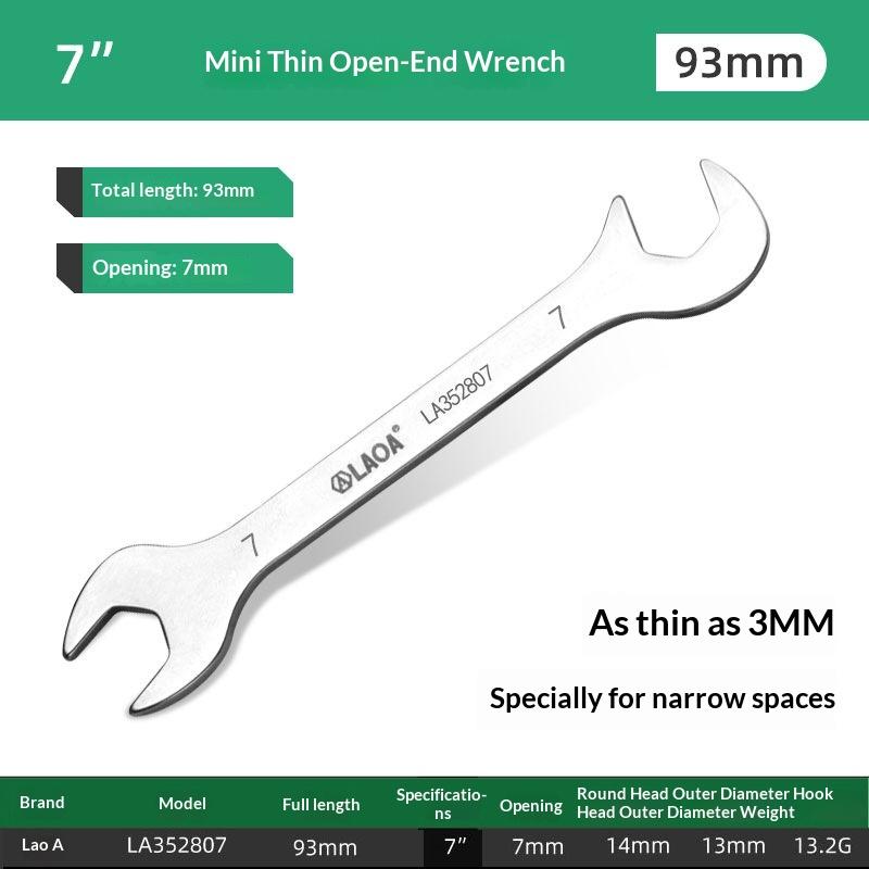 Mini Thin Double Open-End Wrench Stainless Steel Dual-Purpose Wrench 5 To 11 Mm Available Mini Dual-Purpose Wrench Set