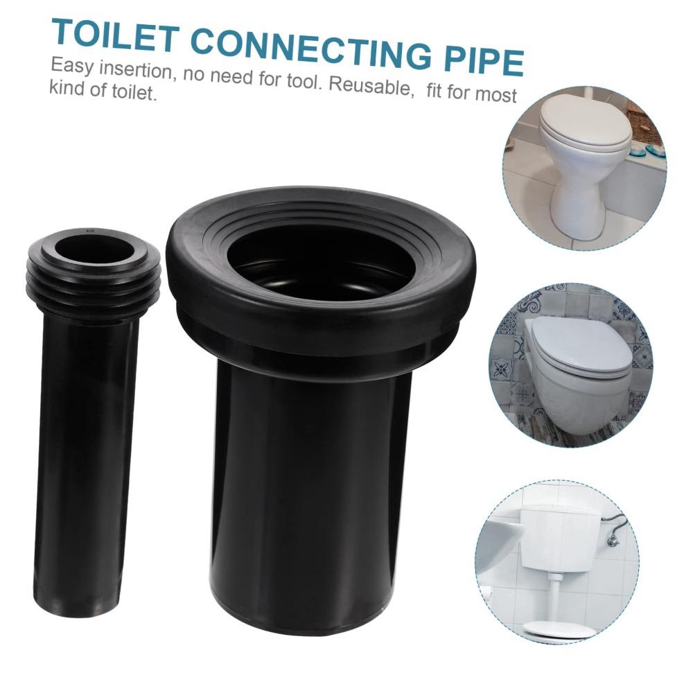 2pcs Black Toilet Connecting Pipe PP Toilet Waste Pipe Lengthened Flushing Tube Toilet Parts