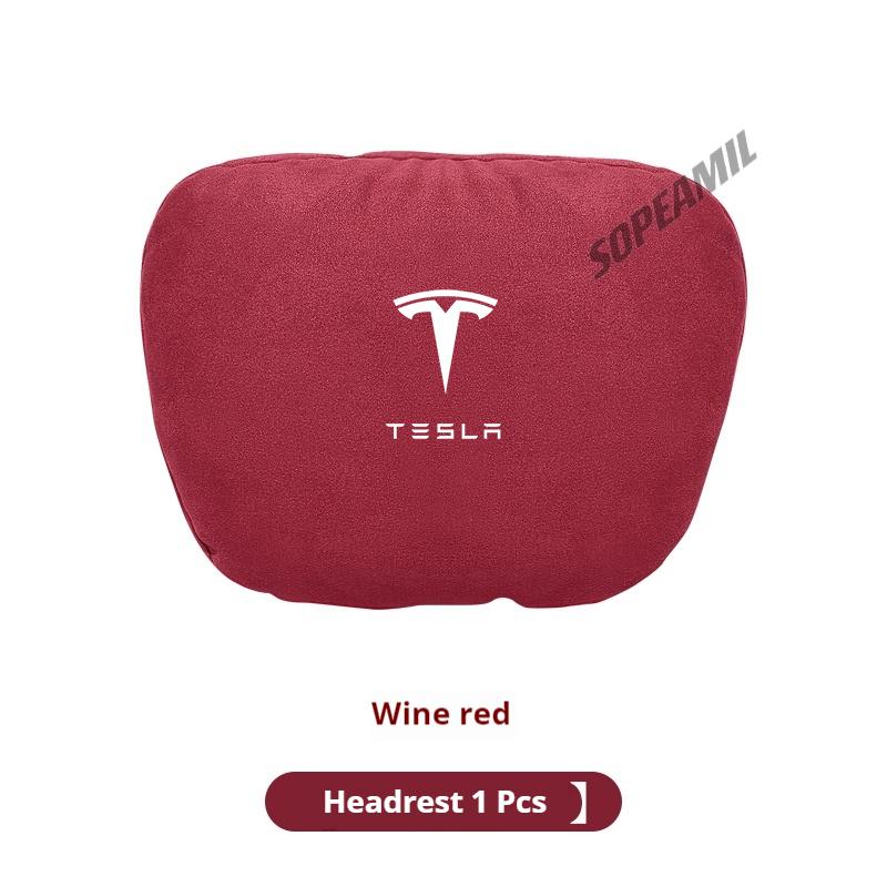 Oreiller de soutien cervical pour appui-tête en daim pour voiture, coussin de siège lombaire pour Tesla Model 3 Model Y Model S Model X Roadsrer Cybertruck