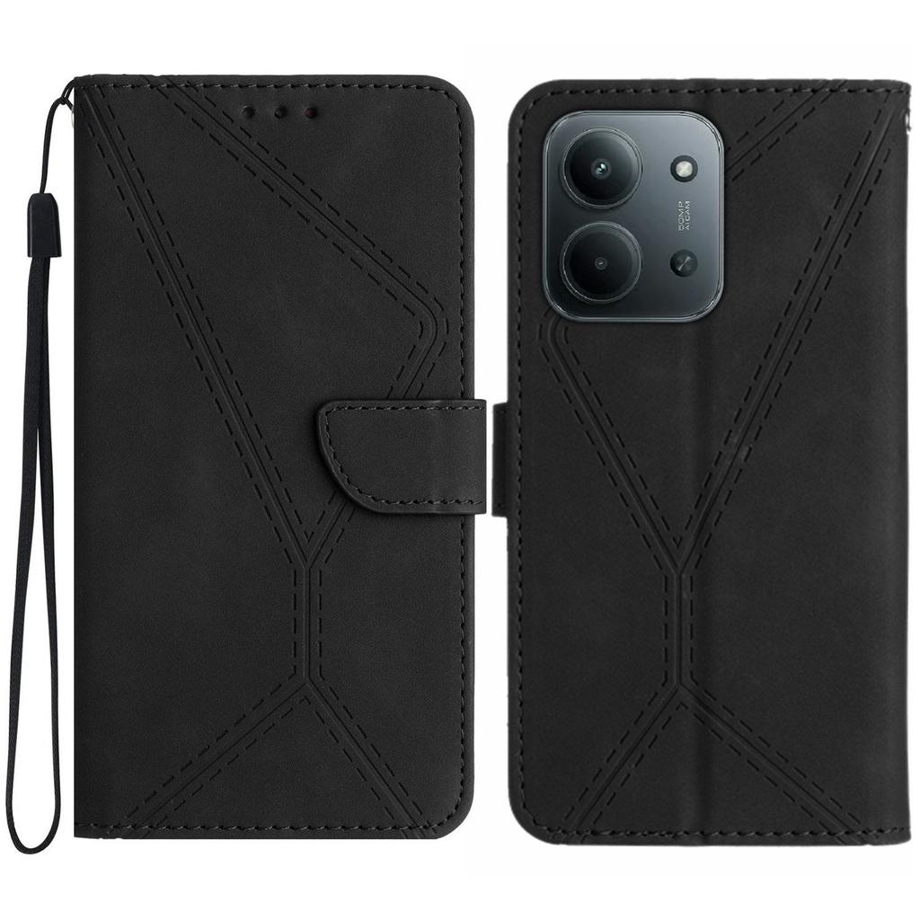 Dla Xiaomi Redmi 15C 5G (UE) (173mm)/15C 4G (UE) (173mm) Etui Skórzane Dotykowe z Liniami Wytłaczanymi PU Skórzane Etui na Telefon typu Flip