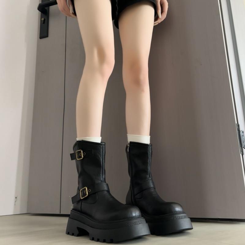 Brown Martin Boots Women's Autumn and Winter New Versatile Retro Thin Platform Short Boots
