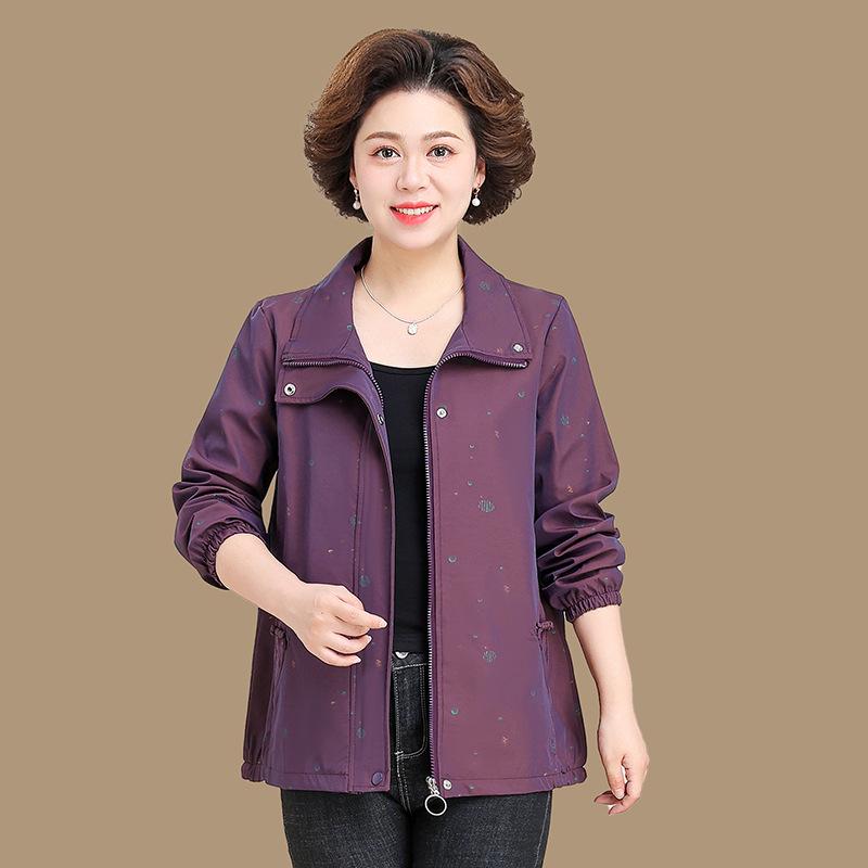 

2026 Women s Lapel Jacket for Middle-Aged & Elderly - Stylish, Loose Fit for Spring & Autumn 4XL (68-72 kg) фиолетовый