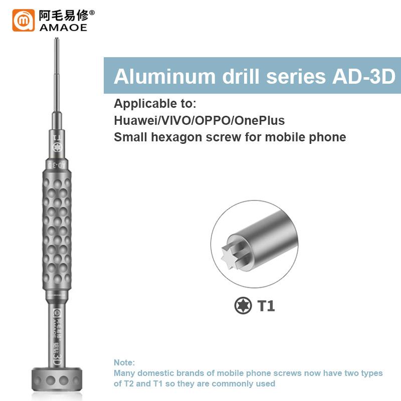 AMAOE AD-2D AD-3D Aluminum Drill Screwdriver for Mobile Phone Repair with S2 Alloy Head High Precision Maintenance Bolt Driver