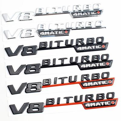 Pár 3d ABS V8 Biturbo 4matic Nálepka s logem lemu blatníku emblém auta pro C63S E63S GLC W213