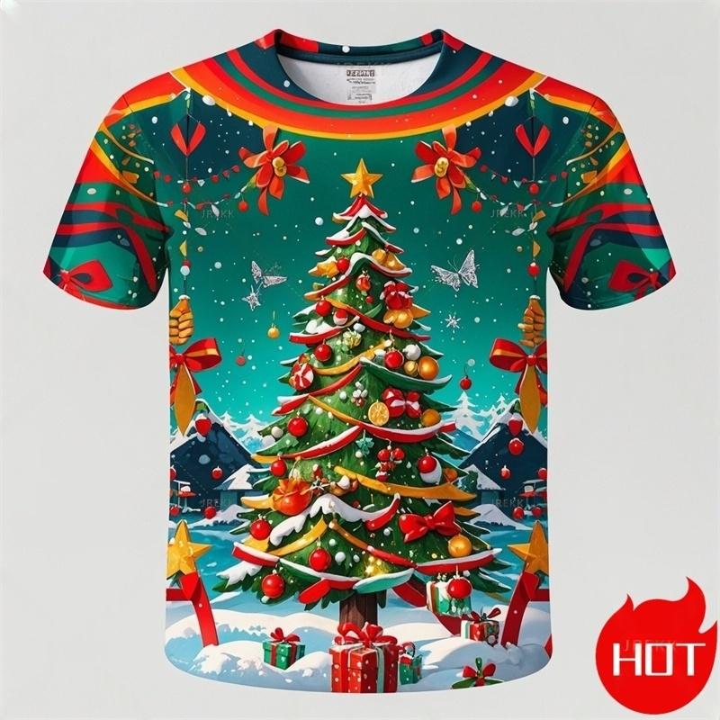 Summer Fashion 3D Print Merry Christmas T Shirt Cute Santa Xmas Christmas Trees Graphic T-shirts Men Funny Streetwear Tee Shirts