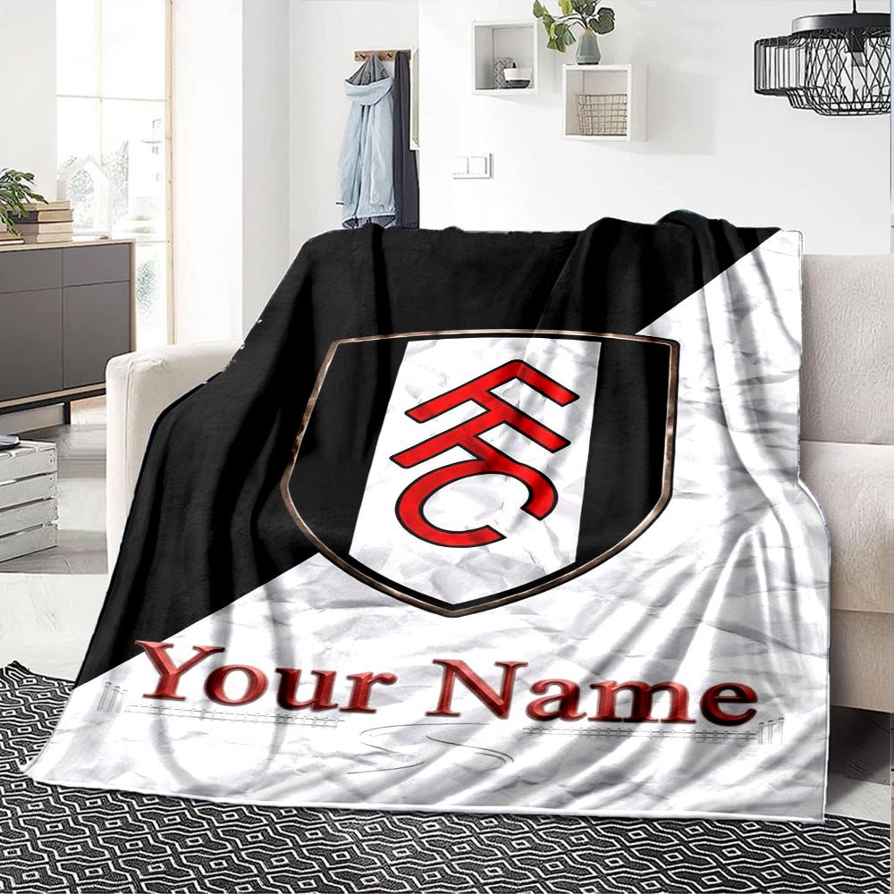 Name Custom Fulham FC Logo Print Flannel Blanket High Quality Warm Comfortable Cover for All Seasons Perfect for Gifts Home Decor