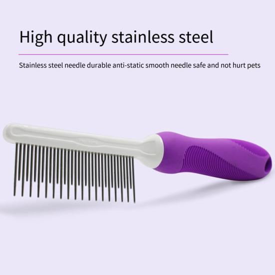 Yousheng Dematting Fur Rake Comb for Dogs Cats Stainless Steel Painless Removal Non-Slip Handle Shedding Brush for Medium And Long-Haired Pets