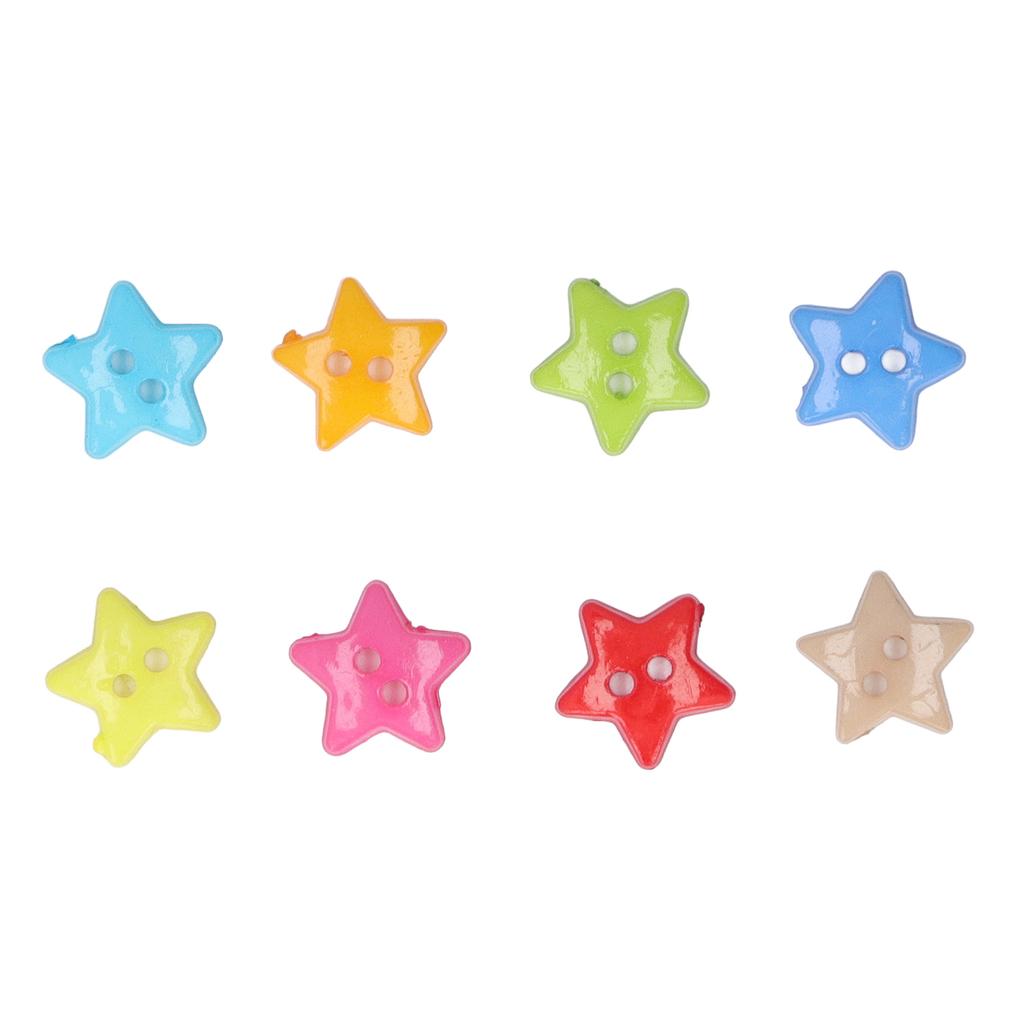 200Pcs Star Buttons Colorful Unique Design Cute Small Decorative Buttons for Sewing Decoration DIY Crafts