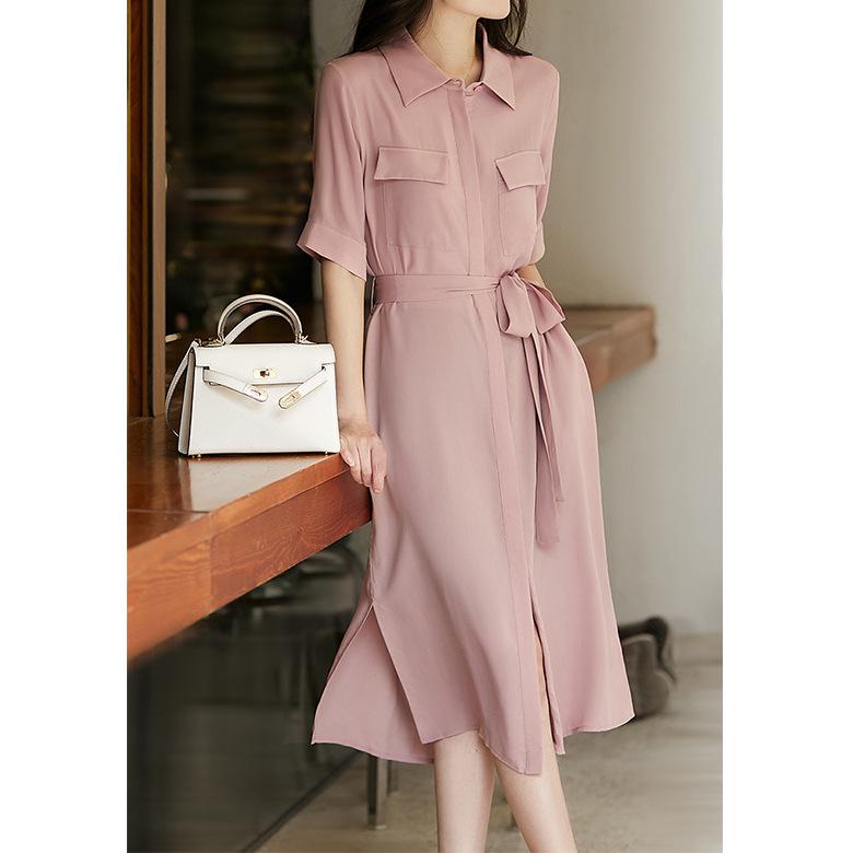 2025 High-End Japanese Workwear Silk Dress: Women's New Summer Long Dress
