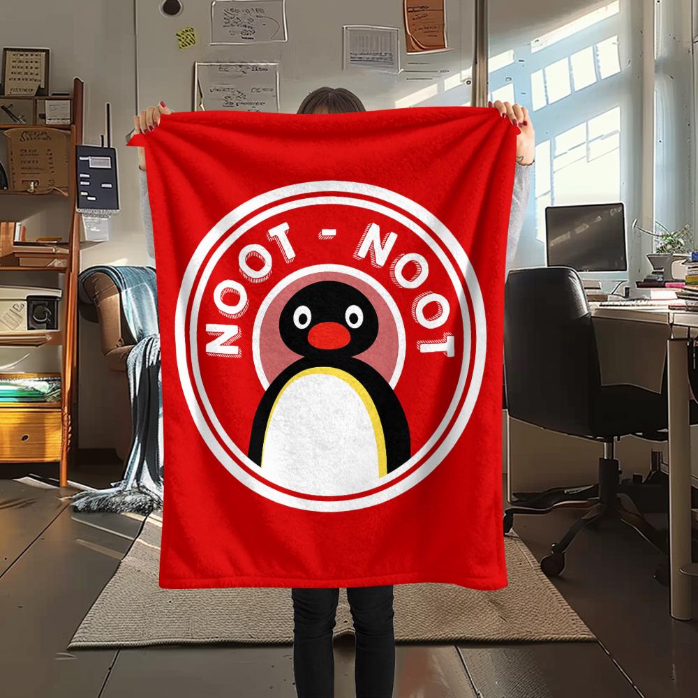 1 Stück PINGU Aufdruck Flanelldecke, Hohe Qualität für alle Jahreszeiten, Heimdekoration, Wärme und Komfort, Perfekt für Weihnachtsgeschenke