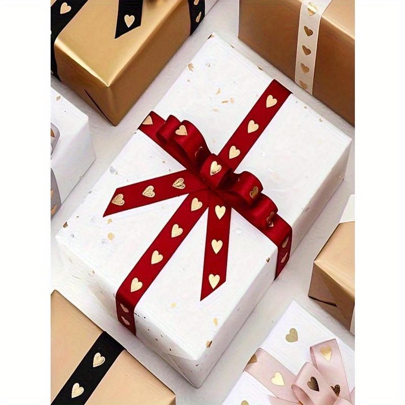 5 Yards Festive Golden Heart Ribbon High-Quality Polyester Holiday Ribbon, Wedding Ribbons, Gift Decoration Ribbons, Small Cake Decoration Ribbons