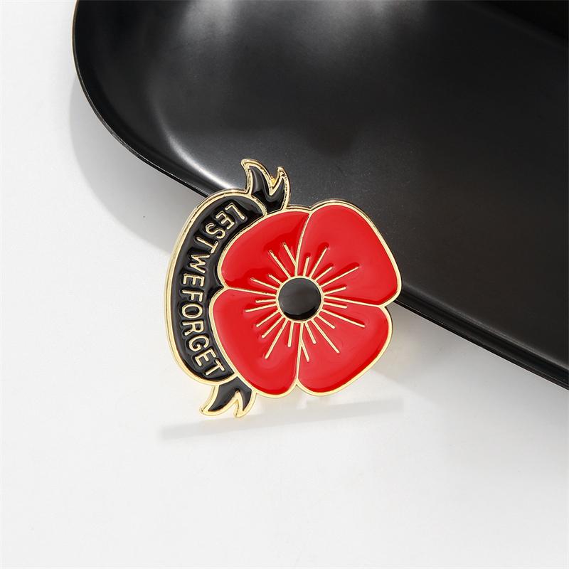 Women's brooches red black flower brooch for clothing fashion accessories lest we forget