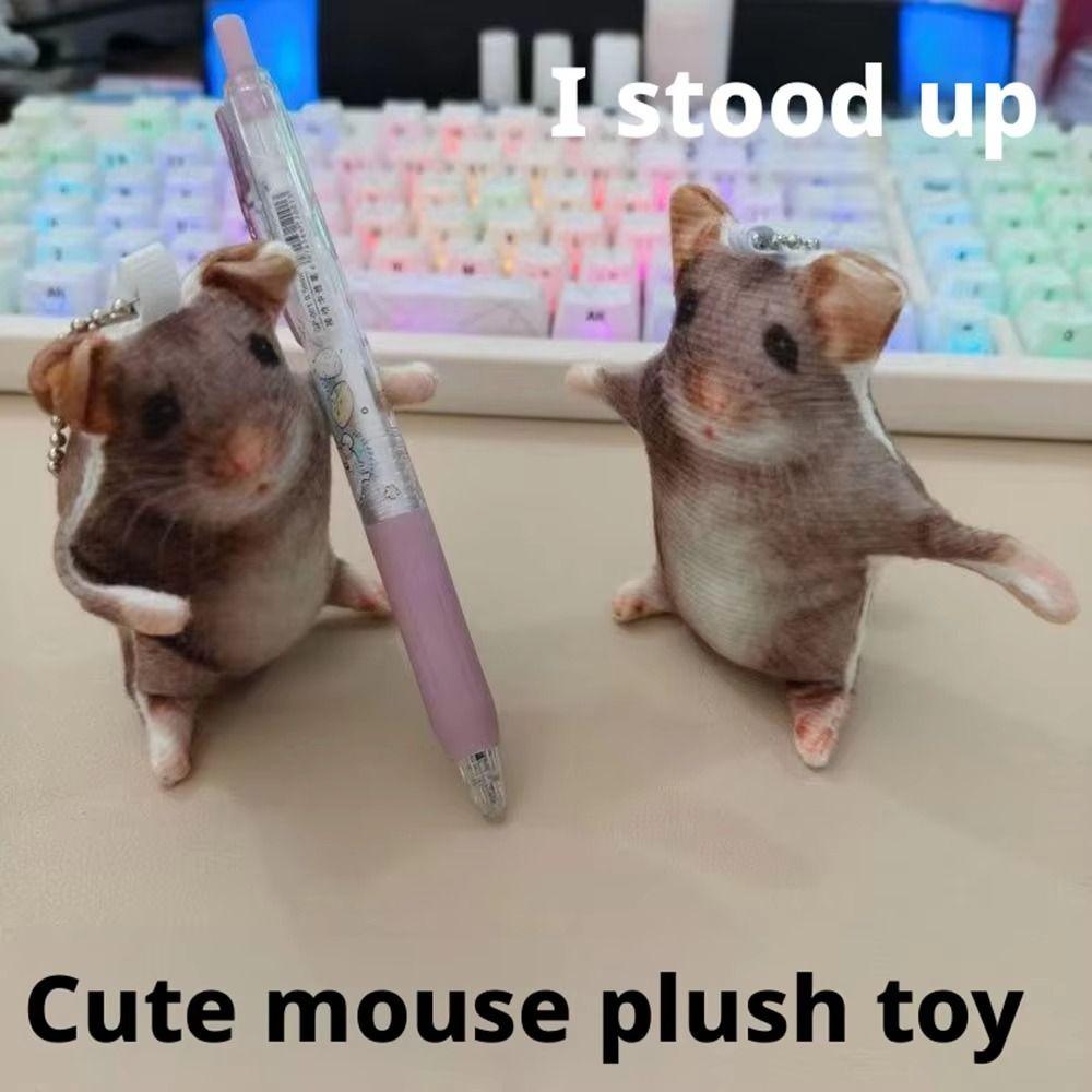 Funny Mouse Keychain Simulation Prank Toy Plush Pendant Meme Keychain  Bag Decoration