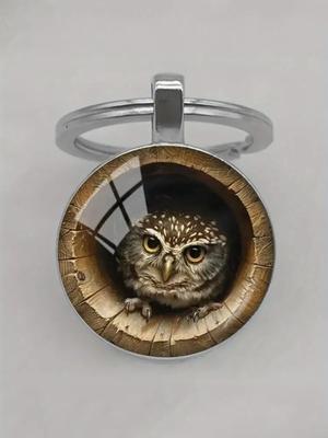 Owl Retro Gränsöverskridande Kreativ Nyckelring