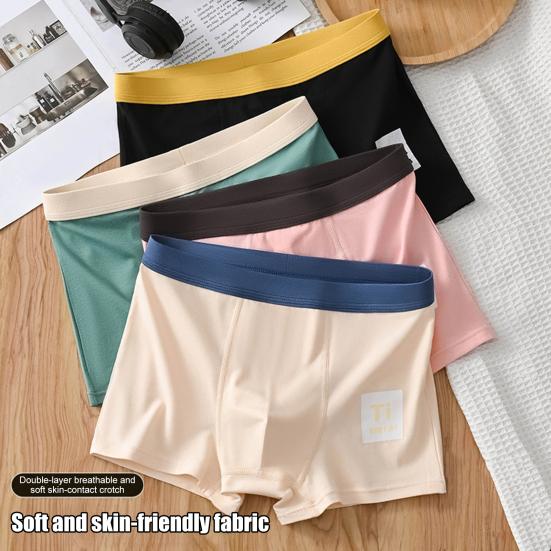 Men Boxer Underwear Elastic Mid-Waist Design Breathable Shorts Briefs Patchwork Color U-Convex Smooth Wiring Panties