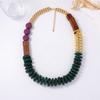 Exaggerated Casual Retro Literary Geometric Plastic Beaded CCB Wooden Square Splicing Necklace Women's Necklace