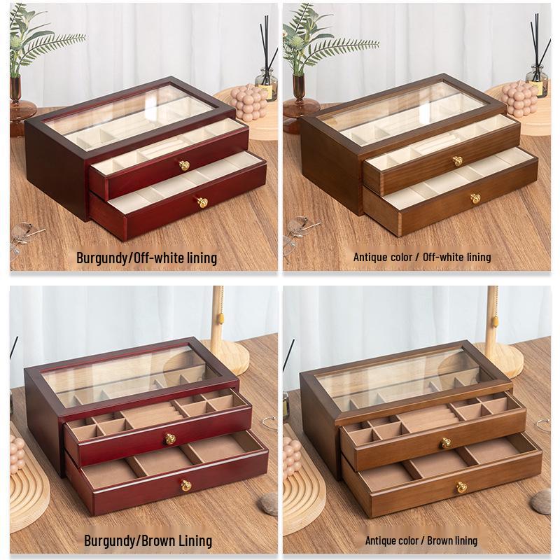 Solid Wood Multi-layer Large Capacity Jewelry Box - Wooden Wedding Gift and Ring Storage