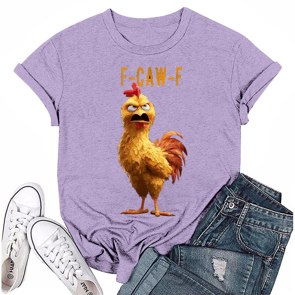 Women's  Group 2D Printed Round Neck Short Sleeve Top