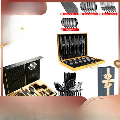 1010 Edelstahl Besteck 24-teiliges Geschenk-Box-Set Hotel Western Besteck Messer und Gabel