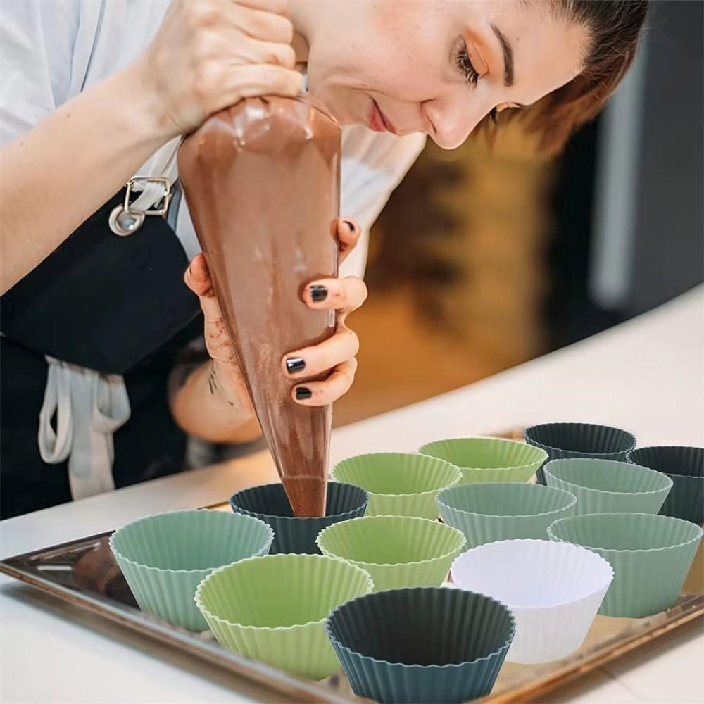 48Pcs DIY Non-stick Cupcake Holders Round Shape Food Baking Mold Muffin Cupcake Mold  Pastry Utensil