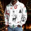 Men's Christmas Long Sleeve Button Up Shirt Casual Holiday Top