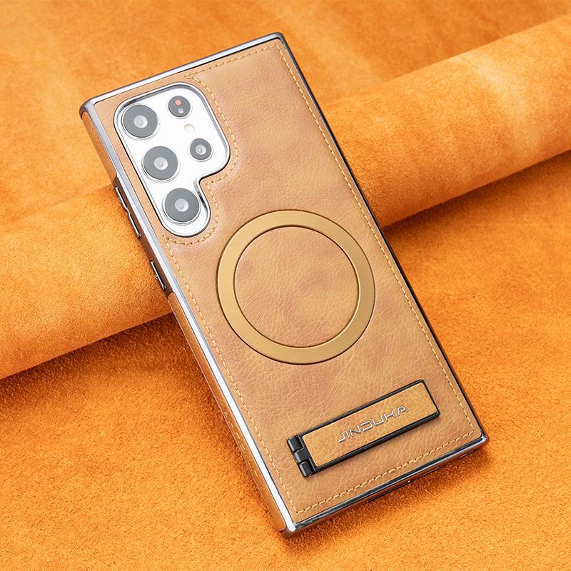 Suitable for Samsung S24ultra Mobile Phone Case Light Luxury 23+ Full-inclusive Magnetic Suction Anti-fall 23 Ultra Stand Business Leather Case