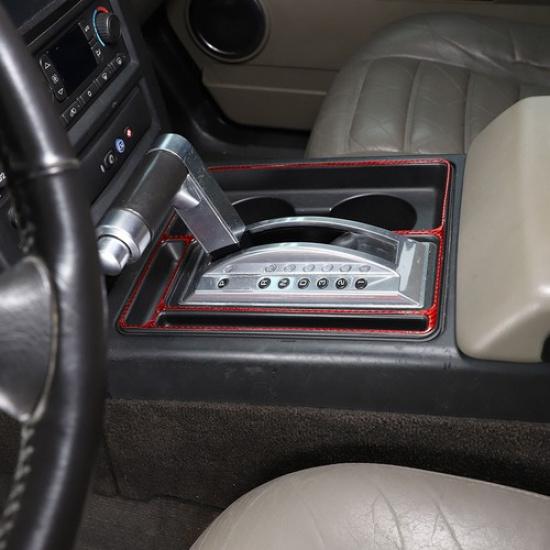 Red Carbon Fiber Center Console Gear Shift Frame Cover For Hummer H2 2003-2007