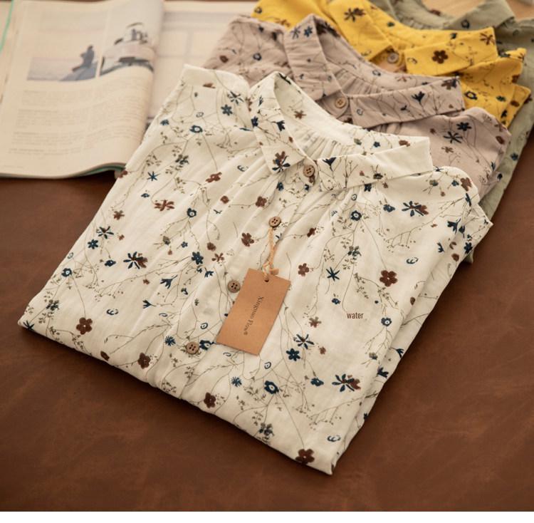 Künstlerisches Damen-Frühlingshemd aus Baumwoll-Leinen, zweilagig, späte Qing-Dynastie