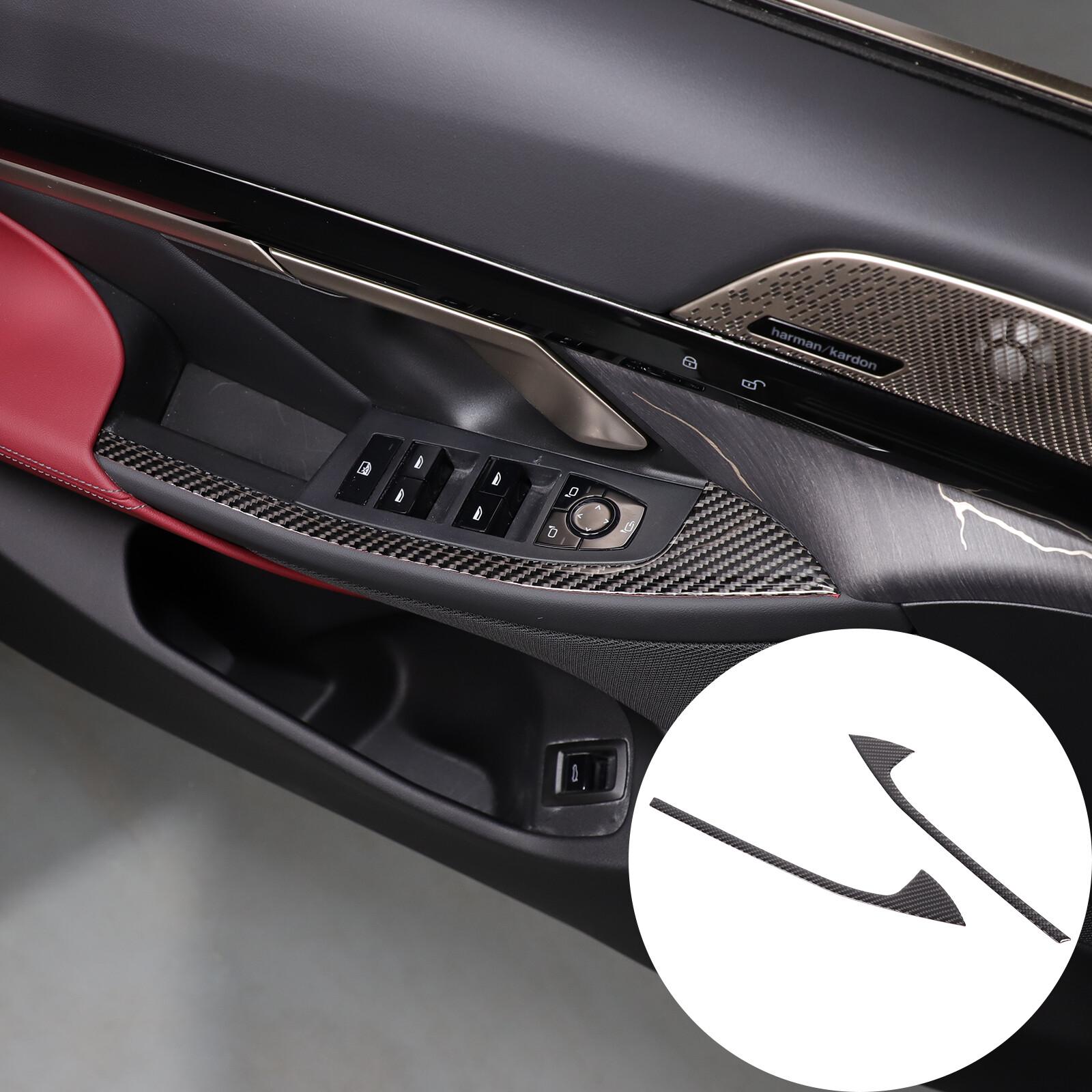 Carbon Fiber Inner Door Armrest Panel Trim Cover For BMW 5 Series G60 i5 2024+