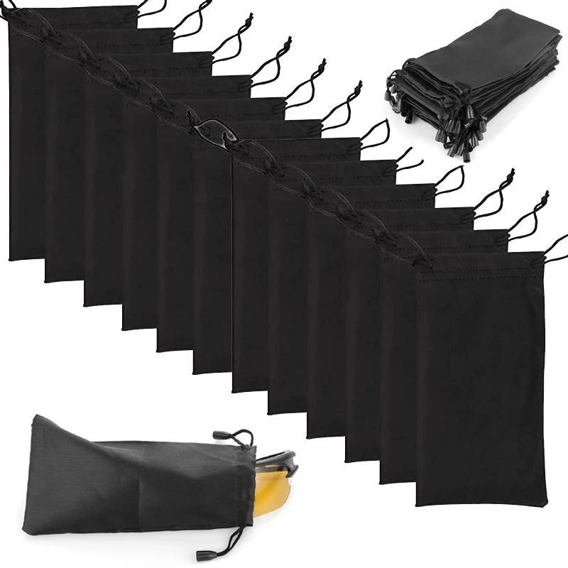 20Pcs Portable Eyewear Container Soft Waterproof Sunglasses Bag Drawstring Microfiber Dust Proof Pouch Pocket Glasses Carry Bag (Without Sunglass)