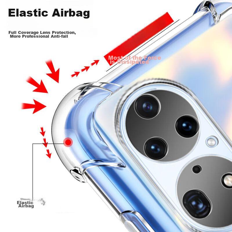 Kelleia Huawei P50 Pro Phone Case, Full Protection Shockproof TPU Airbag Soft Case/Protective Cover, Transparent, 6.6 Inches