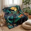 Neon Cats In Space Theme Blanket Lightweight Warm Flannel Blanket Decorative Throw Blanket for Home Decoration