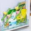 Magnetic Tulip Storage Box Refrigerator Magnets Wall-Mounted Organizer with Clip Bags No-Drilling Kitchen Rack Holder for Spices Utensils Space-Saving
