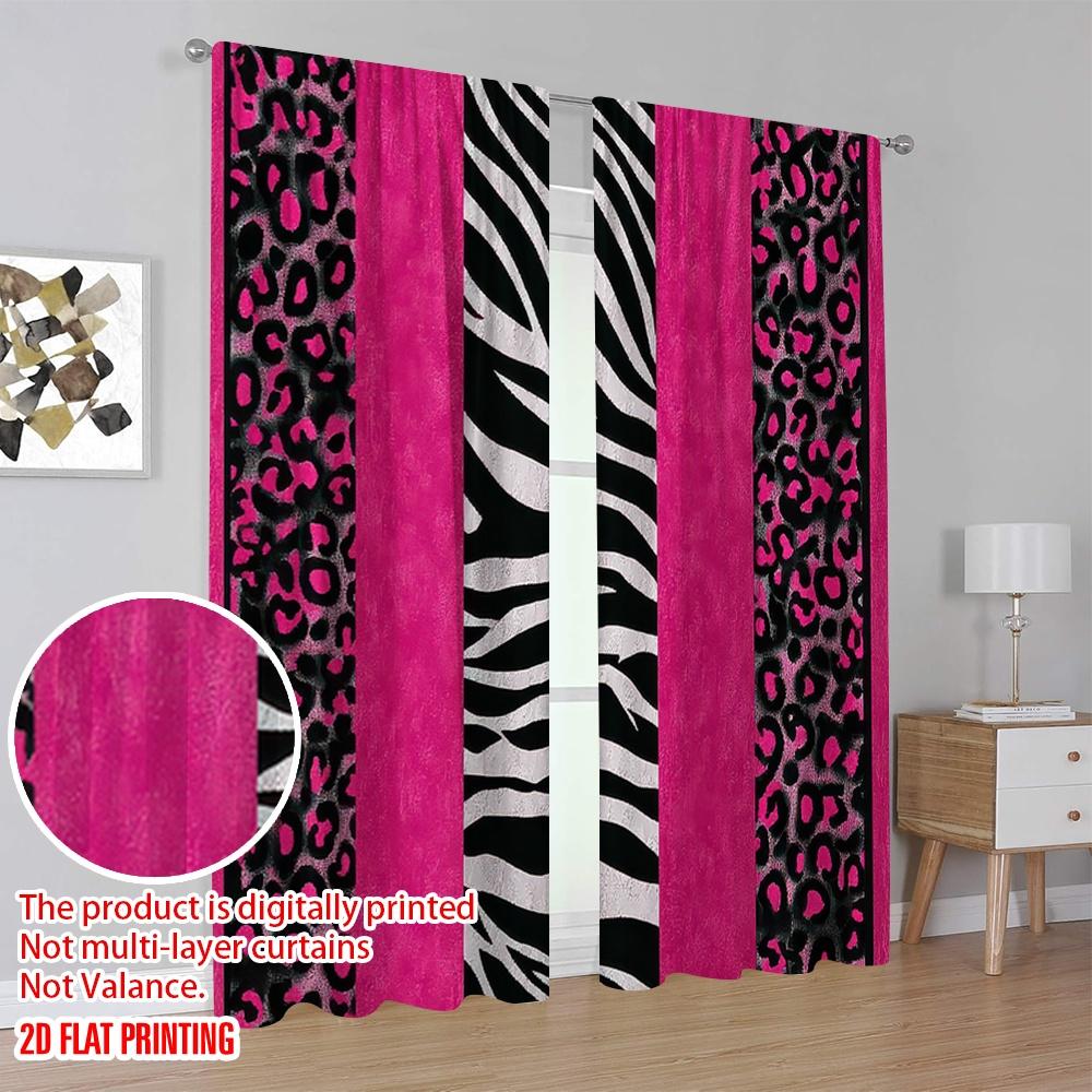 2D flat printing 2pcs Party Curtains Leopard Versatile Polyester Without Electricity Family Party Decoration Use for Decorations
