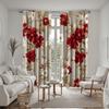 2-piece HD Digital Red Tie Bright Flower Curtain Home Decoration Style Decorate Living Room Bedroom Wear Rod Curtain Effect Styl