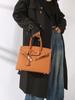 EP Cowhide Leather Handbag: Cross-Stitched, Platinum-Plated, High-End Fashion Accessory for Women