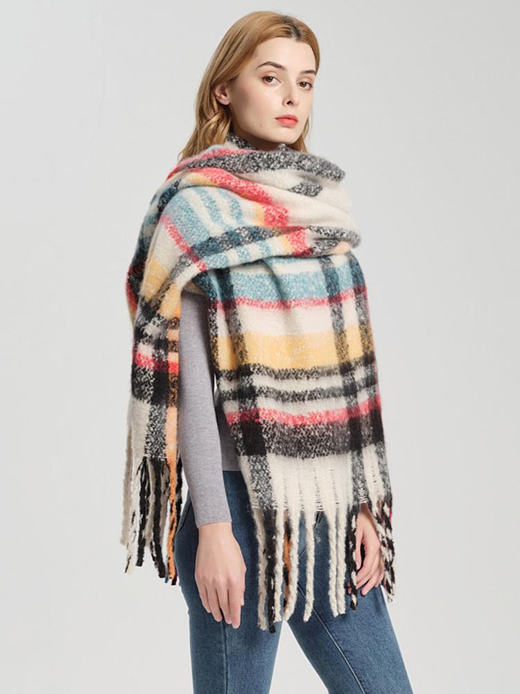 New Imitation Cashmere Women Scarf Winter Plaid Scarve Thick Wrap Shawl Pashmina Tassel Lady Mujer Foulard Bufanda Echarpe Hiver