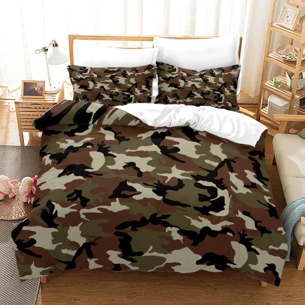 3PCS Single-sided Printed Series Camouflage Russian Printing Duvet Cover BeddingSet Comfortable Breathable Sheet  Comforter