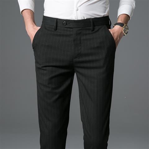 Summer thin men's striped casual pants trendy small feet trousers men's British trousers men's slim men's trousers