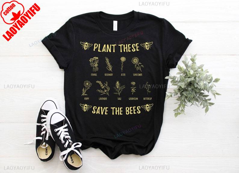 

Plant These Save The Bees Beekeeper Gifts Keeper Lover High Quality Cotton Regular Short Sleeve Unisex Crewneck Shortsleev S