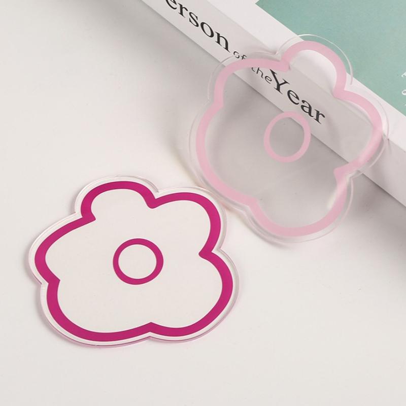 Korean Simple Cute Cartoon Flower Acrylic Coasters Girl's Table Decorations Anti-slip Coffee Mat Ins-style Taking Photos Props
